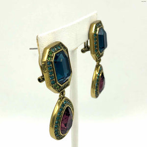 HEIDI DAUS Blue Purple Crystal Brass Pre Loved Earrings