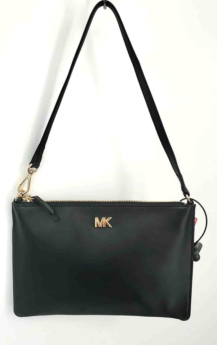 MICHAEL KORS Black Gold Leather Pre Loved Shoulder Bag 9.5" .5" 6.5 in Purse