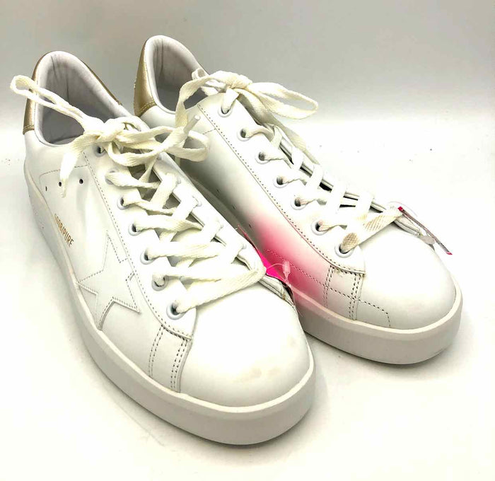 GOLDEN GOOSE White Gold Leather Made in Italy Sneaker Shoes