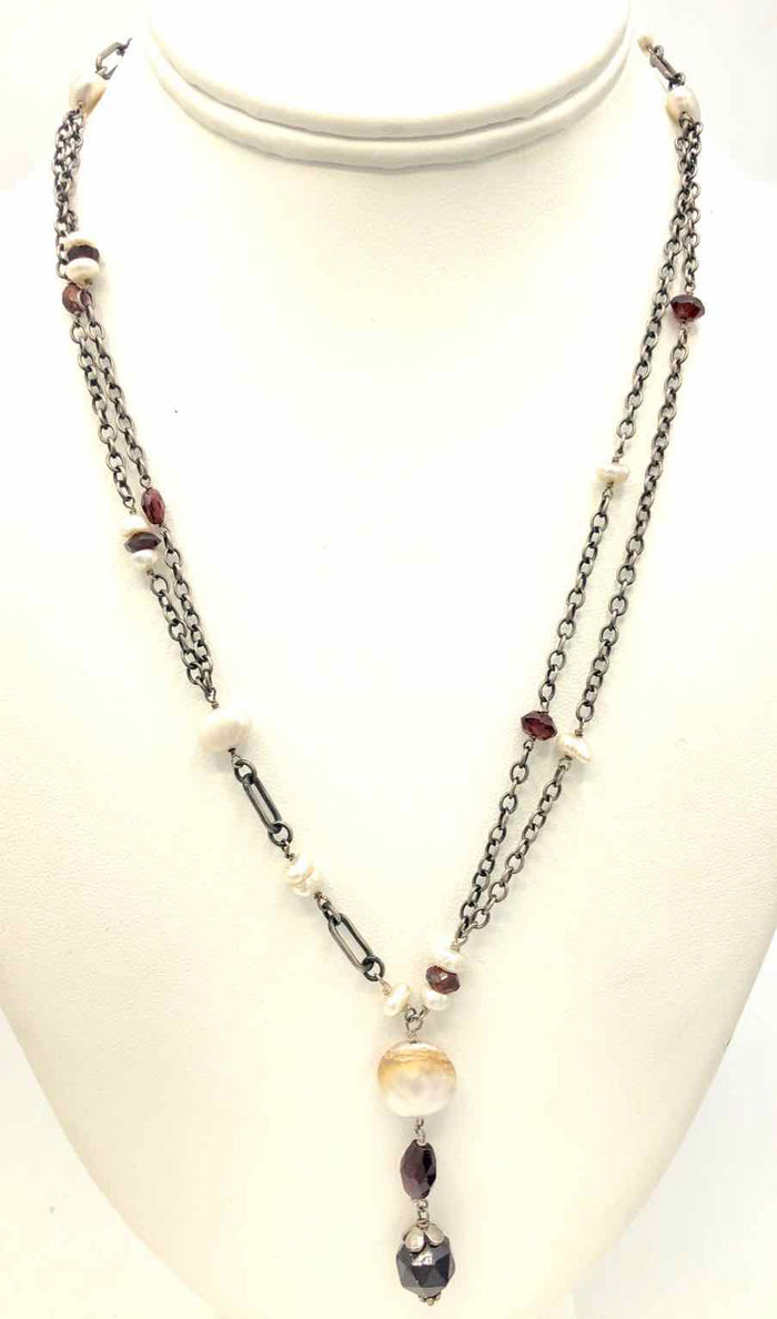 CHAN LUU White Sterling Silver Pearl SS Pearl Neck