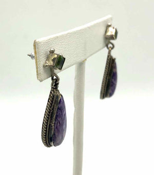 Purple Sterling Silver Peridot Dangle ss Earrings