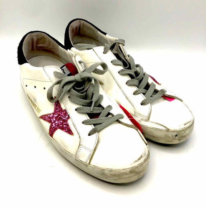 GOLDEN GOOSE White Pink Leather Made in Italy Sneaker Shoes