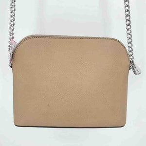 MICHAEL KORS Tan Silver Leather Pre Loved Chain Trim Crossbody Purse