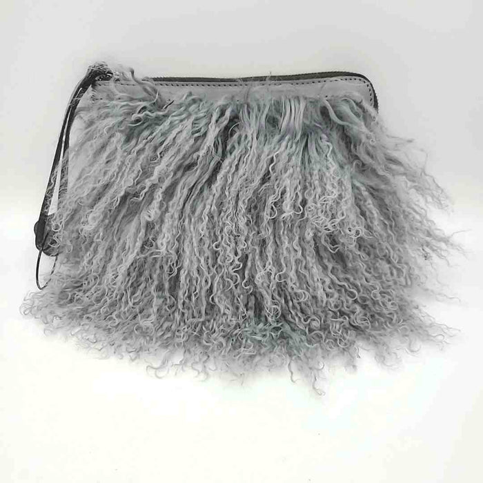 Gray Furry Pre Loved Wristlet Purse