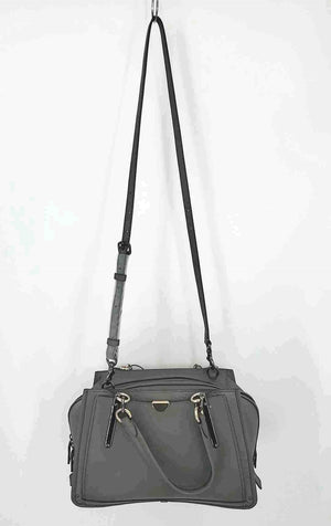 COACH Gray Gunmetal Leather Pre Loved Satchel Purse