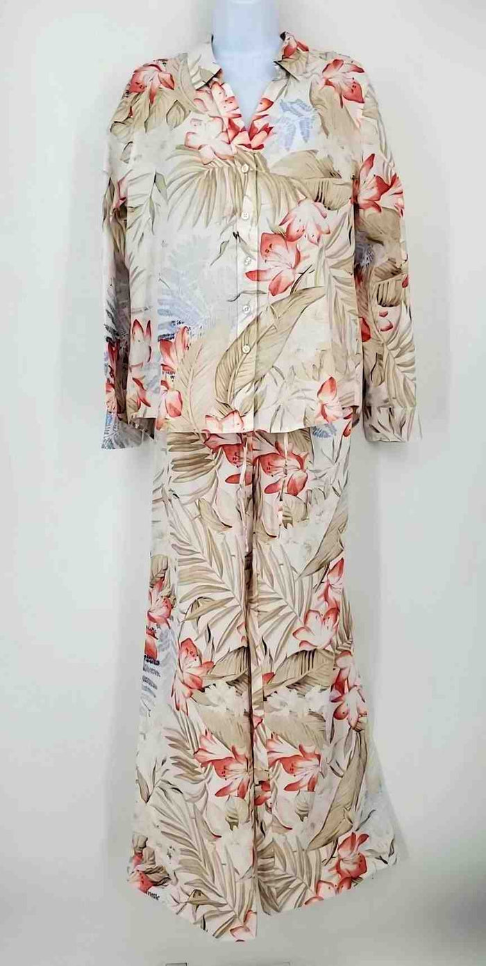 TOMMY BAHAMA White & Red Beige Multi Linen Floral Shirt Pants Set