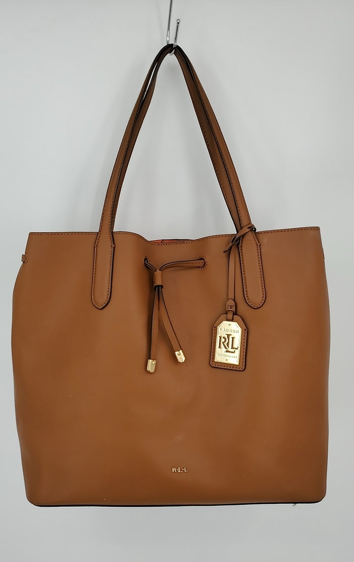 RALPH LAUREN Tan Leather Pre Loved Tote Purse