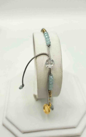 MY SAINT MY HERO Goldtone Light blue Pre Loved Beaded Bracelet