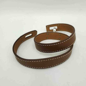 HERMES Brown Silver Double Wrap Bracelet