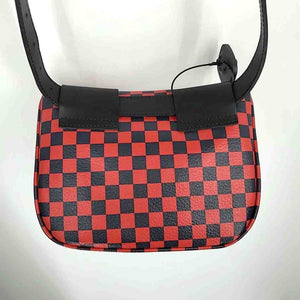 CLARE V Red Navy Leather Checkered Sling One Strap Purse