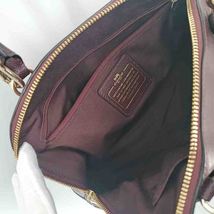 COACH Burgundy Gold Leather Pre Loved Satchel w/Crossbody Strap Purse