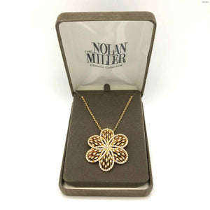 NOLAN MILLER Goldtone Rhinestones Pre Loved Flower Necklace