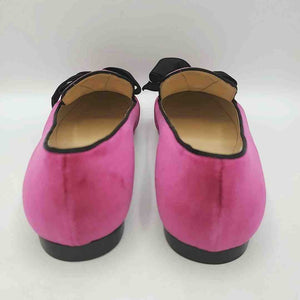 CHRISTIAN LOUBOUTIN Hot Pink Black Velvet Made in Italy Oxford Flat Shoes