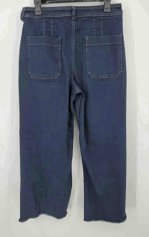 MAEVE - ANTHROPOLOGIE Dk Blue Denim Frayed Hem Mid-Rise Flare Jeans