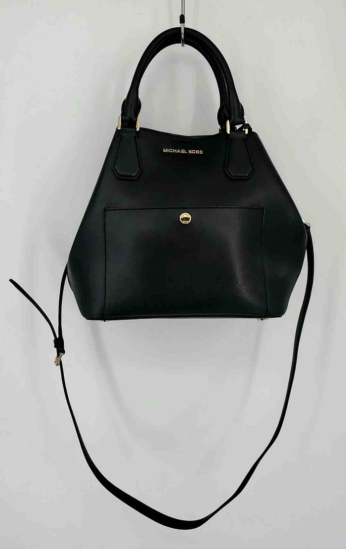 MICHAEL KORS Black Goldtone Leather Pre Loved Tote Purse