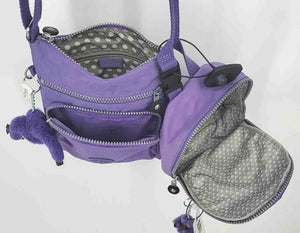 KIPLING Purple Gray Nylon Crossbody w/Pouch Purse Set