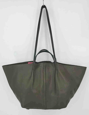 ALL SAINTS Olive Black Leather Pre Loved Tote Purse