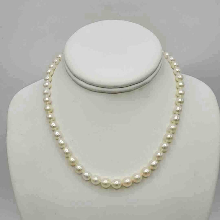 TIFFANY White Sterling Silver Pearl 16" 6mm SS Pearl Neck