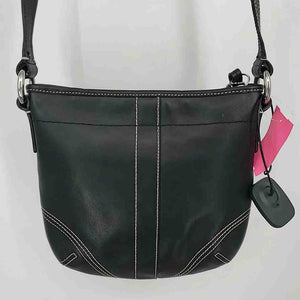 COACH Black Silver Leather Pre Loved Crossbody Purse