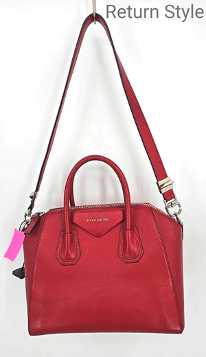 GIVENCHY Red Silver Leather as is - well loved Satchel Purse