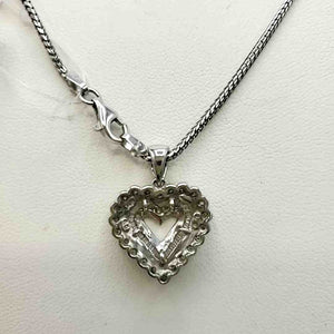 14k White Gold Diamond Heart 14k-Necklace