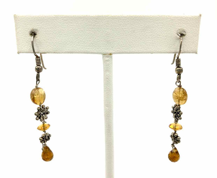 Sterling Silver Citrine Dangle ss Earrings