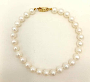 White Pearl 14k Gold 8" 14k-Bracelet