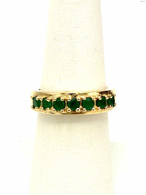 Green Sterling Silver Gold Plated Band SZ 7 Ring SS