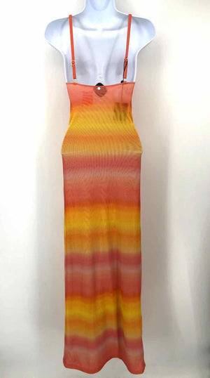 SKATIE X ROCKY BARNES Yellow Pink Multi Mesh Ombre Maxi Length Dress