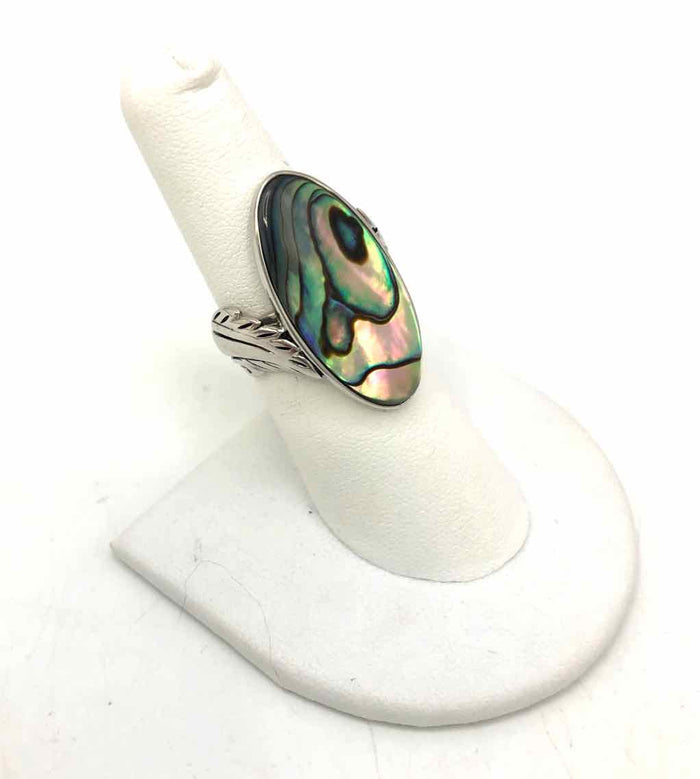 Sterling Silver Abalone Feather SZ 6 Ring SS