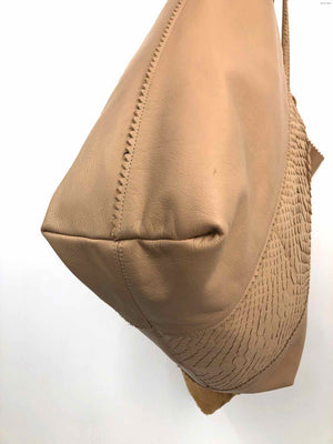 CARLOS FALCHI Beige Leather Pre Loved Tote Purse