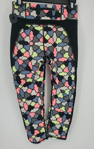 SWEATY BETTY Black & Gray Green Multi Print Legging Activewear Bottoms