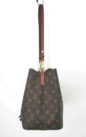 LOUIS VUITTON Brown Tan Coated Canvas Pre Loved Bucket Purse