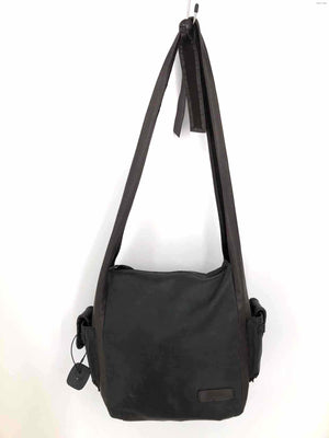 CARLOS FALCHI Brown Black Leather Pre Loved Hobo Shoulder Bag 9" 7" 10" Purse