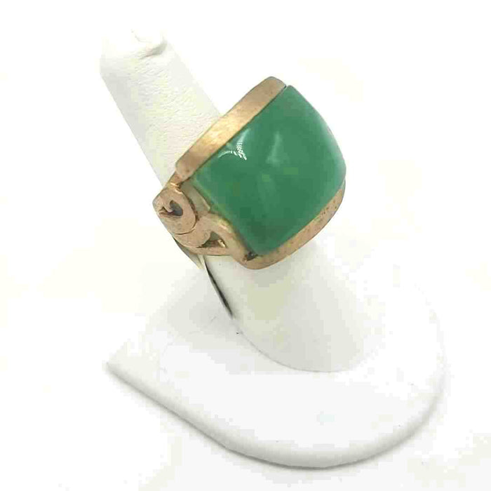 RIVKA FRIEDMAN Green Gold Plate Rectangle Ring Sz 7.5