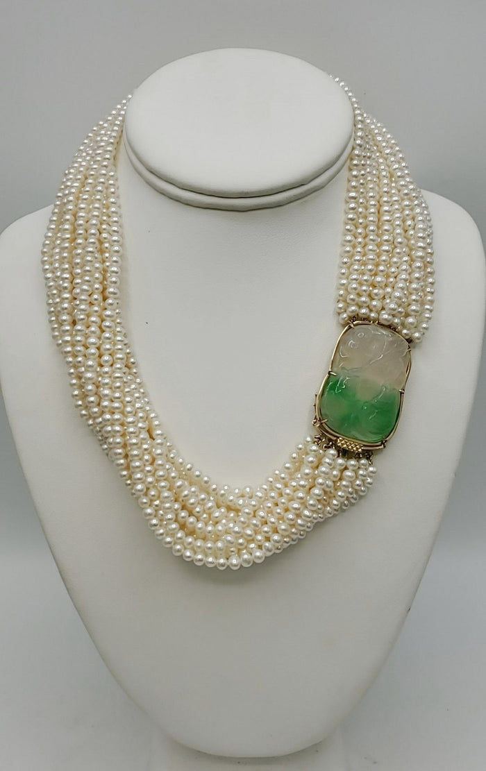 White Green 14K Gold Pearl 14k-Necklace