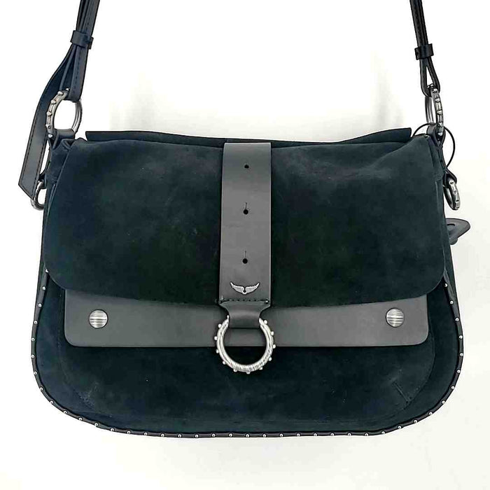 ZADIG & VOLTAIRE Black Silver Leather Studded Crossbody Purse