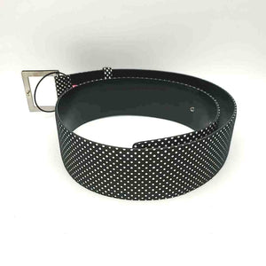 CHANEL Black White Leather Pre Loved Polka Dot Belt