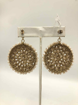 LAVISH Beige Gold Woven 18K Gold Plated Beaded Drop Earrings