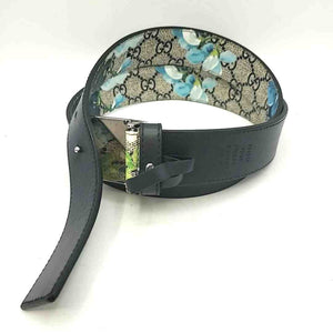 GUCCI Gray Blue Multi Leather Pre Loved AS IS Monogram Belt