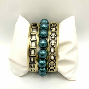 HEIDI DAUS Turquoise Brass Crystal Set of 3 Bracelet Set