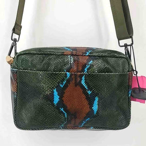 CLARE V Green Brown Leather Pre Loved Reptile Crossbody 9" 2.5" 6" Purse