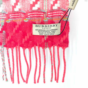 BURBERRY Pink Wool & Cashmere Blend Has Tag Plaid Scarf