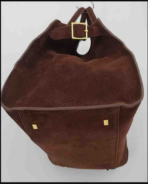 THE ROW Brown Suede Leather Pre Loved Tote Purse