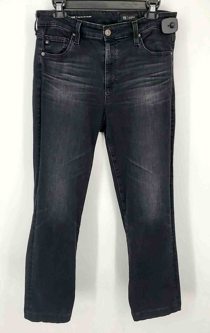 AG - Adriano Goldschmied Charcoal Black Denim High Rise - Straight Jeans