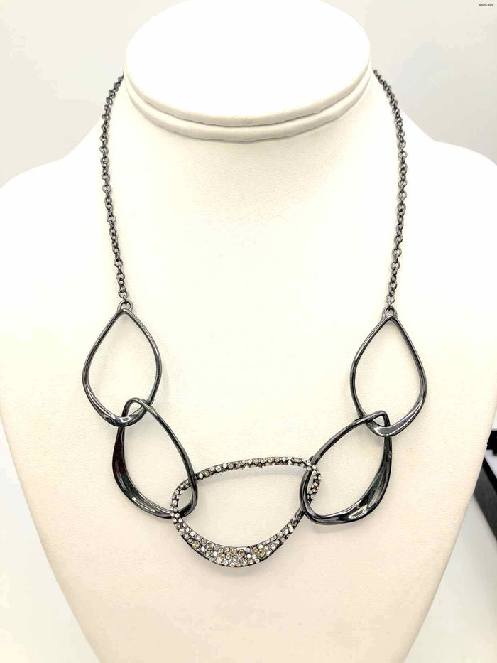 ALEXIS BITTAR Gunmetal Crystal Links Collar Necklace