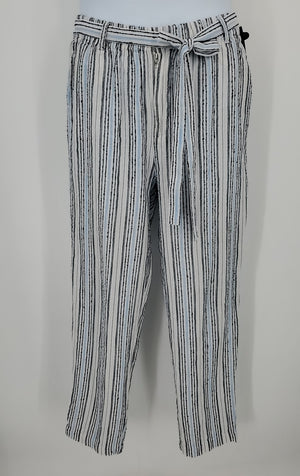 MICHAEL STARS White & Black Blue Multi Vertical Stripes Jacket & Pants Pants Set