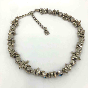 UNO DE 50 Blue Silvertone Crystal Beaded 16"-19" Necklace