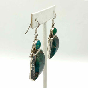 Green Sterling Silver Chrysocolla ss Earrings