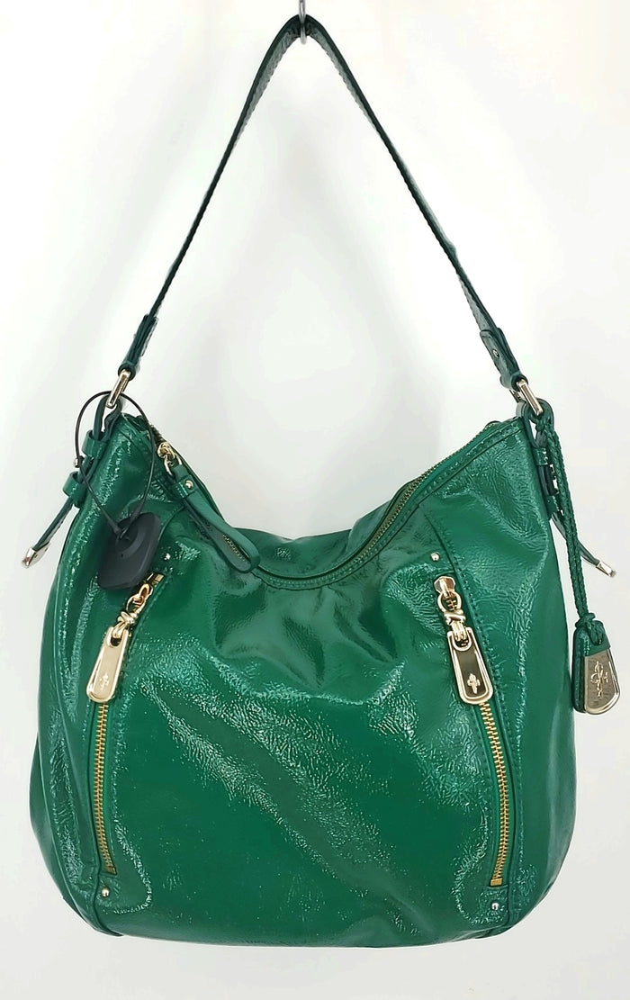 COLE HAAN Green Patent Hoop Purse